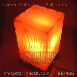 Cube Salt Lamp - Carved